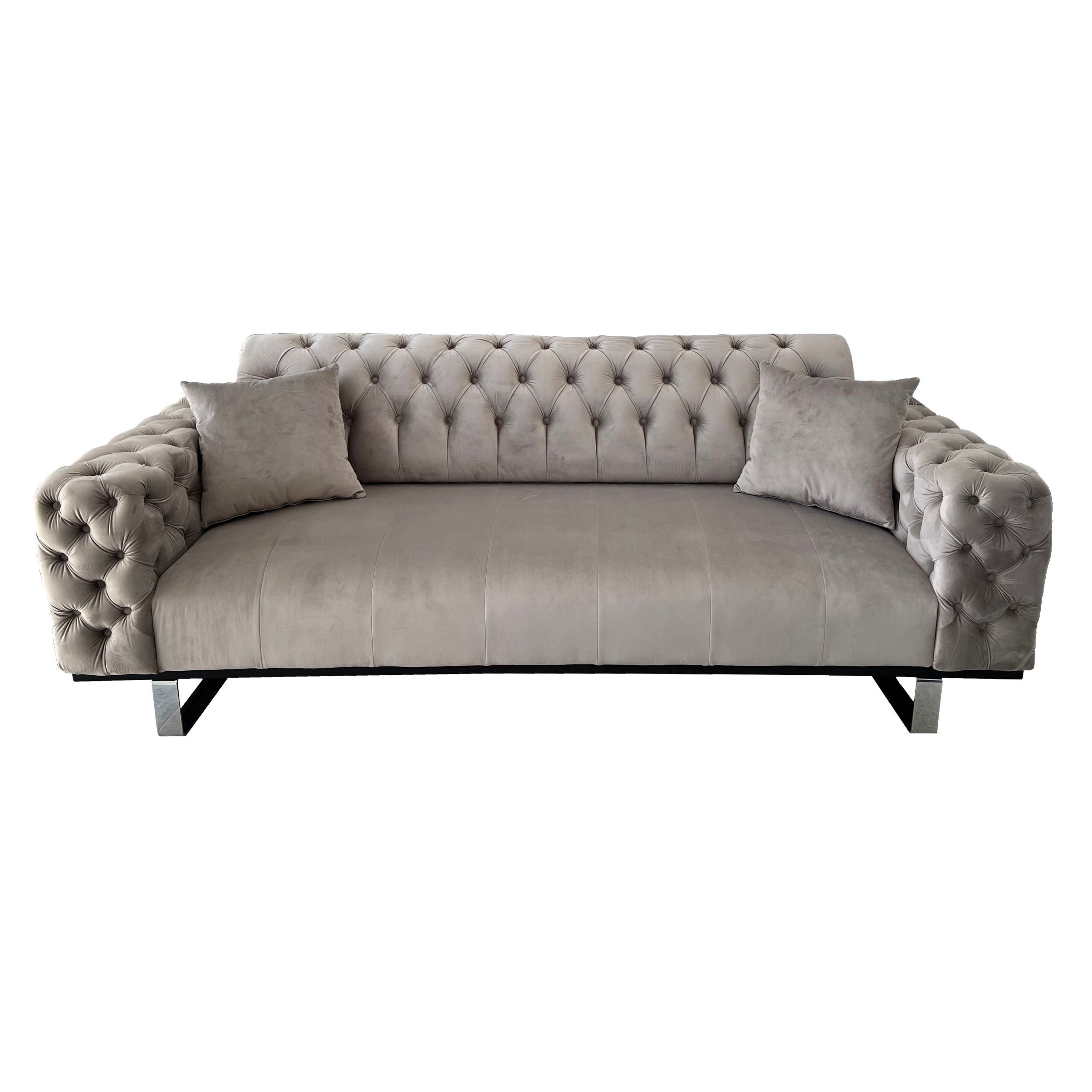 Canapea extensibila 3 locuri Opulenza, maro deschis, 225 x 100 x 85 cm 2