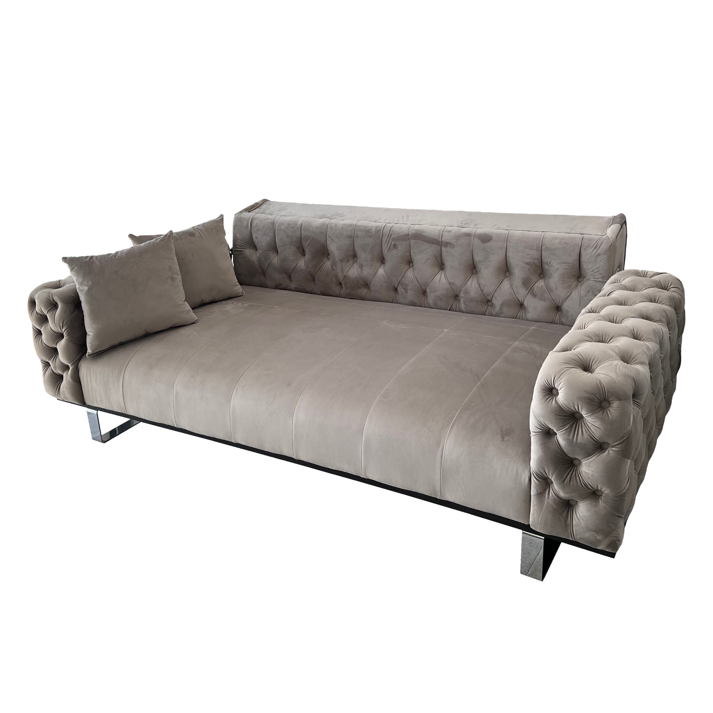 Canapea extensibila 3 locuri Opulenza, maro deschis, 225 x 100 x 85 cm 3