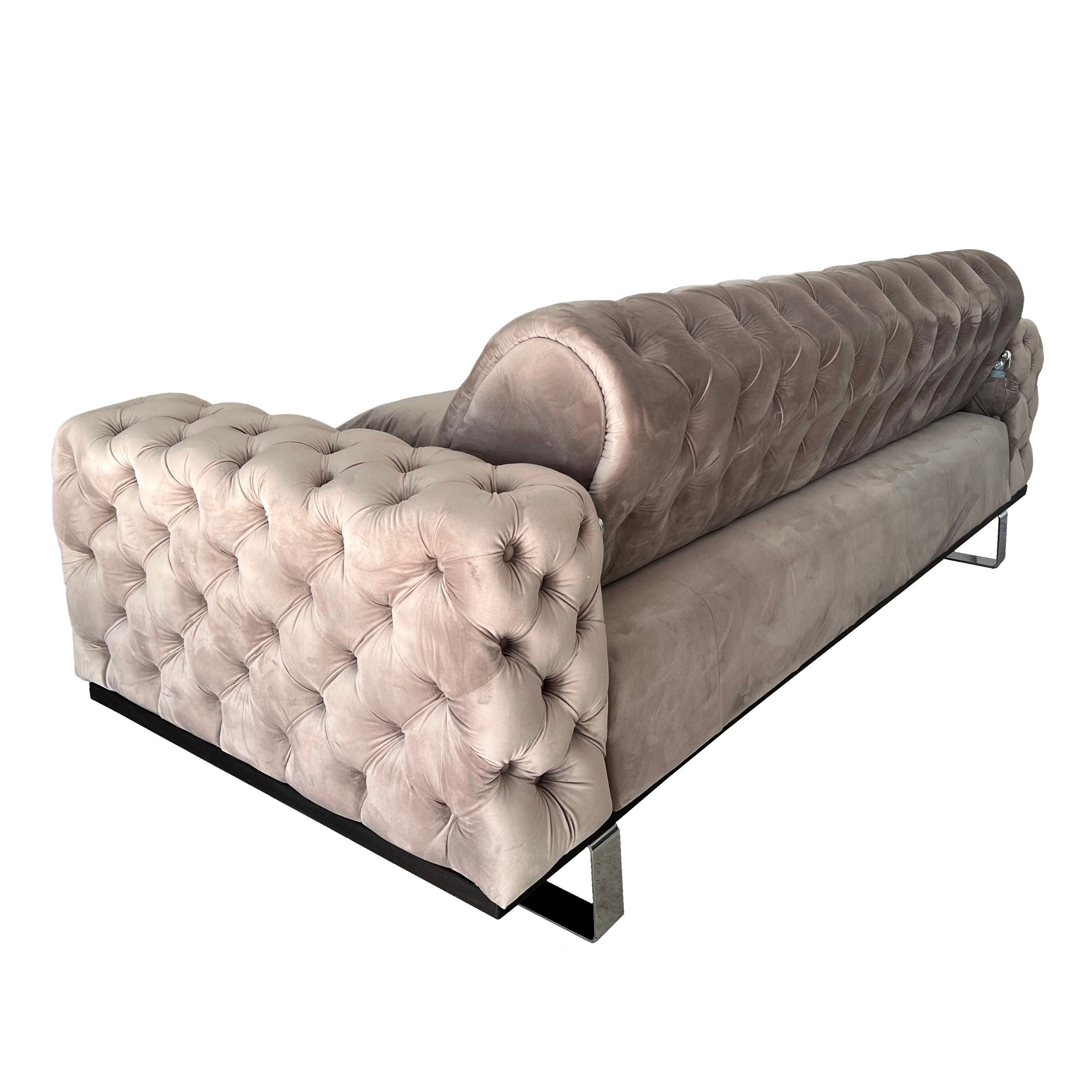 Canapea extensibila 3 locuri Opulenza, maro deschis, 225 x 100 x 85 cm 5