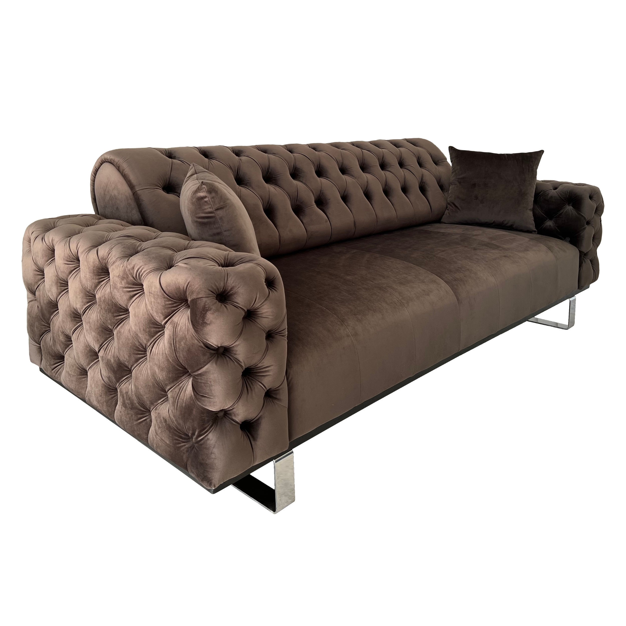 Canapea extensibila 3 locuri Opulenza, maro inchis, 225 x 100 x 85 cm 1