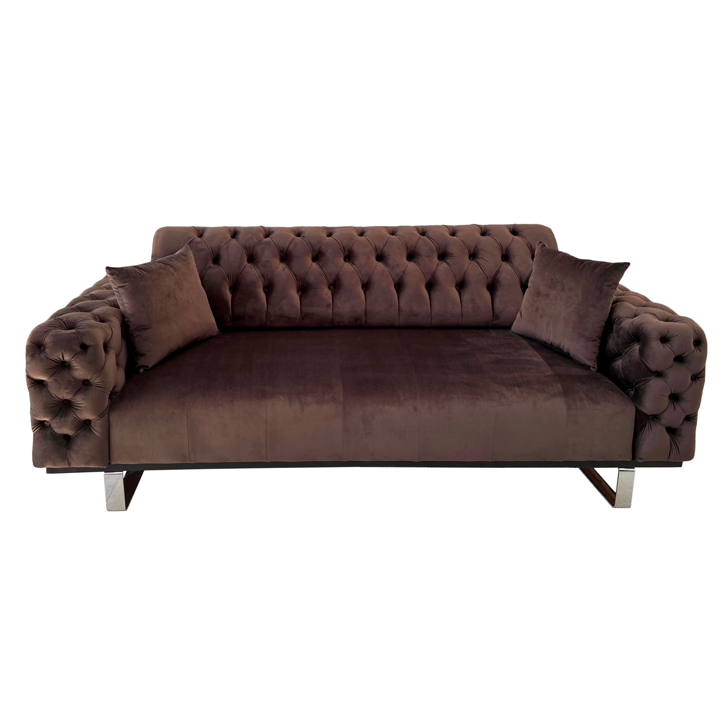 Canapea extensibila 3 locuri Opulenza, maro inchis, 225 x 100 x 85 cm 2