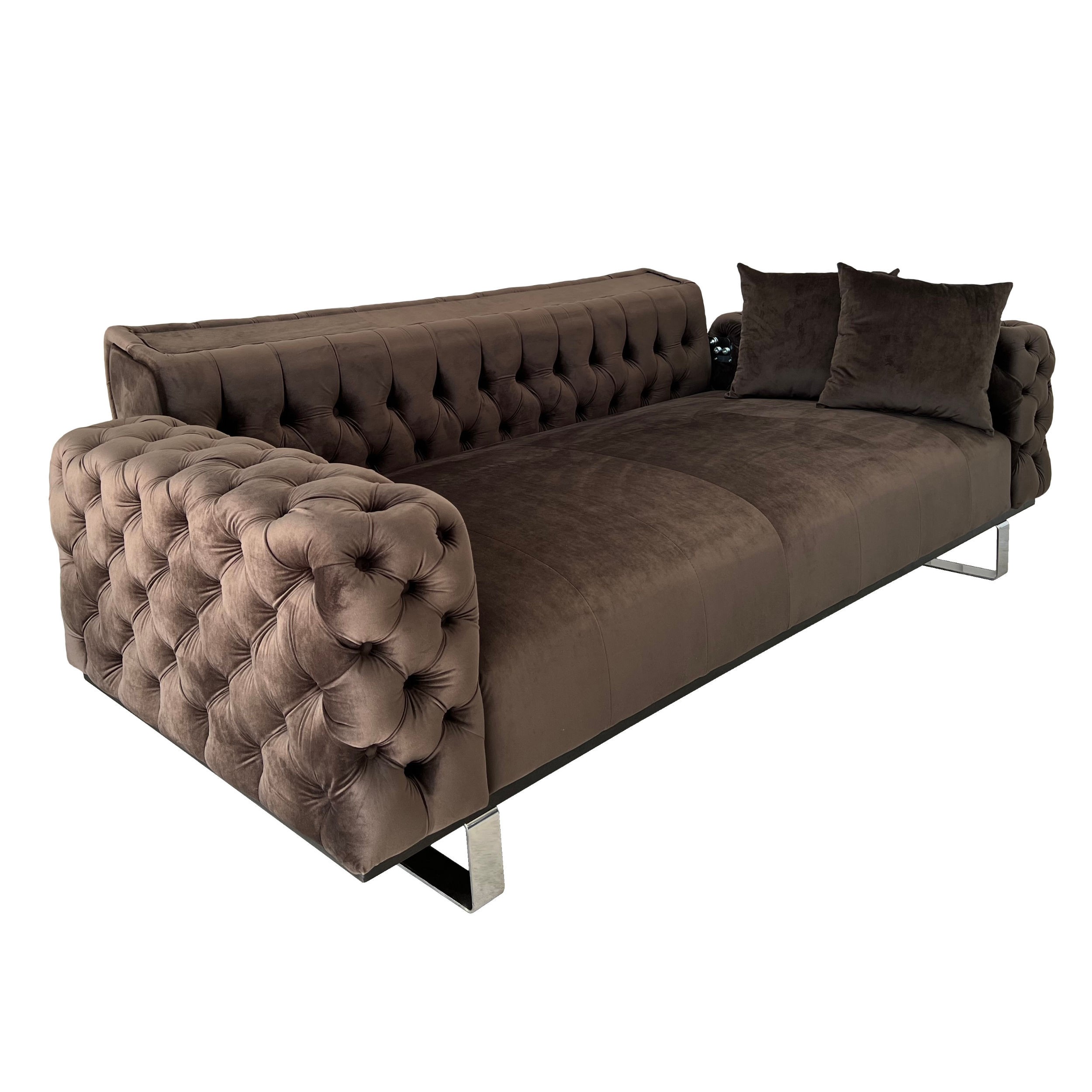 Canapea extensibila 3 locuri Opulenza, maro inchis, 225 x 100 x 85 cm 3
