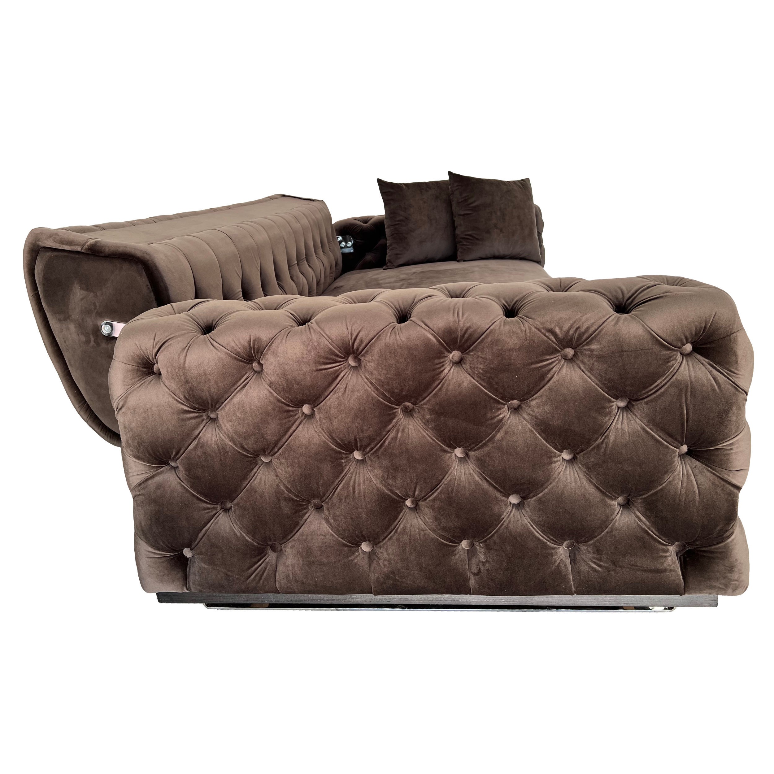 Canapea extensibila 3 locuri Opulenza, maro inchis, 225 x 100 x 85 cm 4