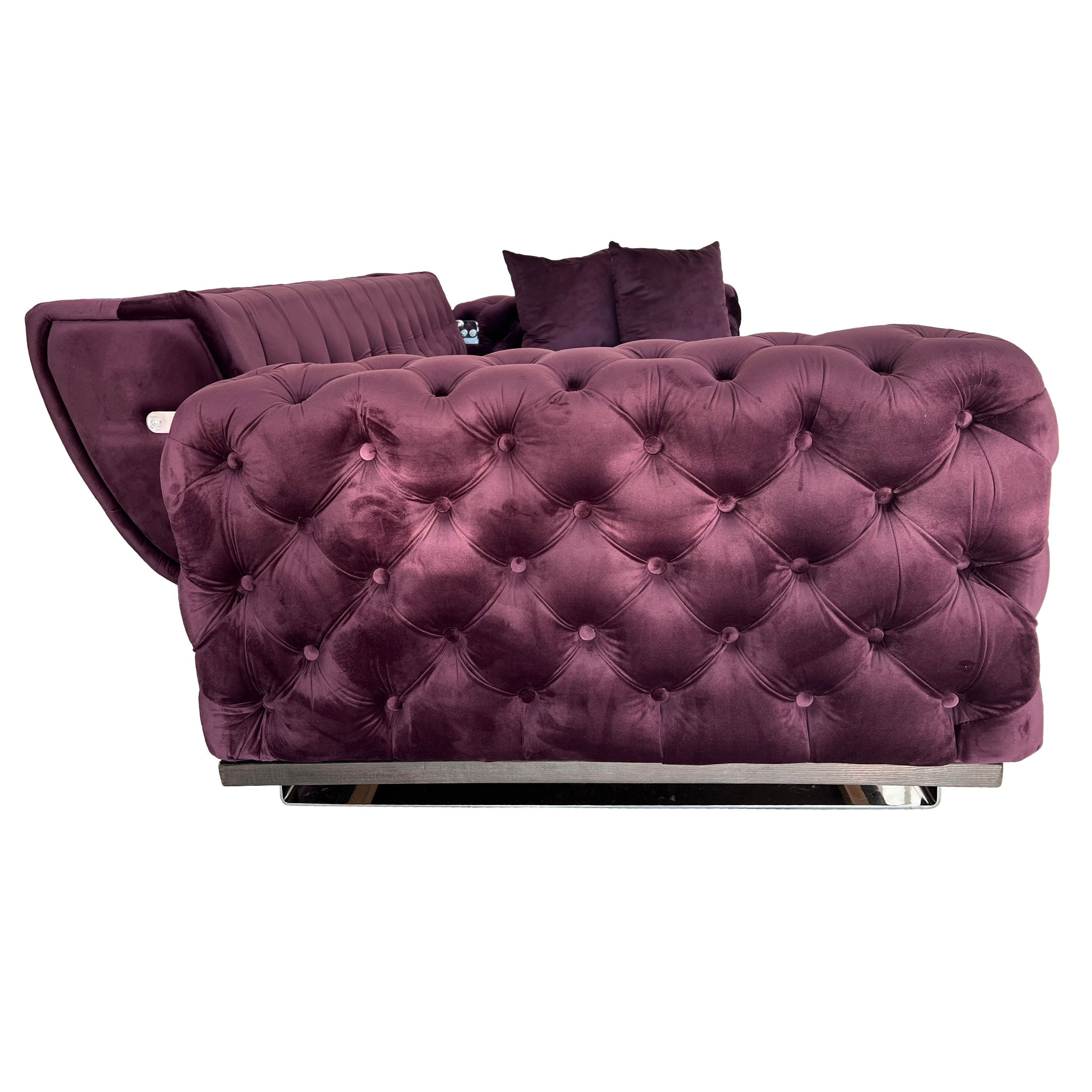 Canapea extensibila 3 locuri Opulenza, mov, 225 x 100 x 85 cm 4