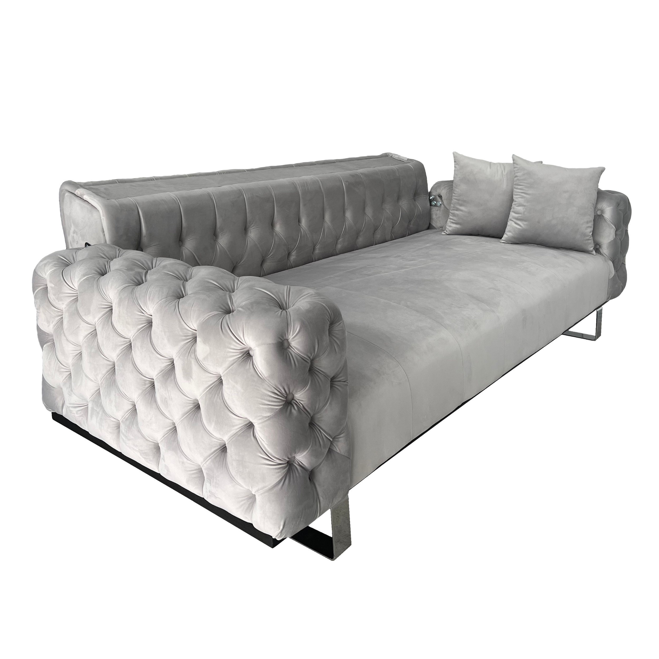 Canapea extensibila 3 locuri Opulenza, silver, 225 x 100 x 85 cm 3