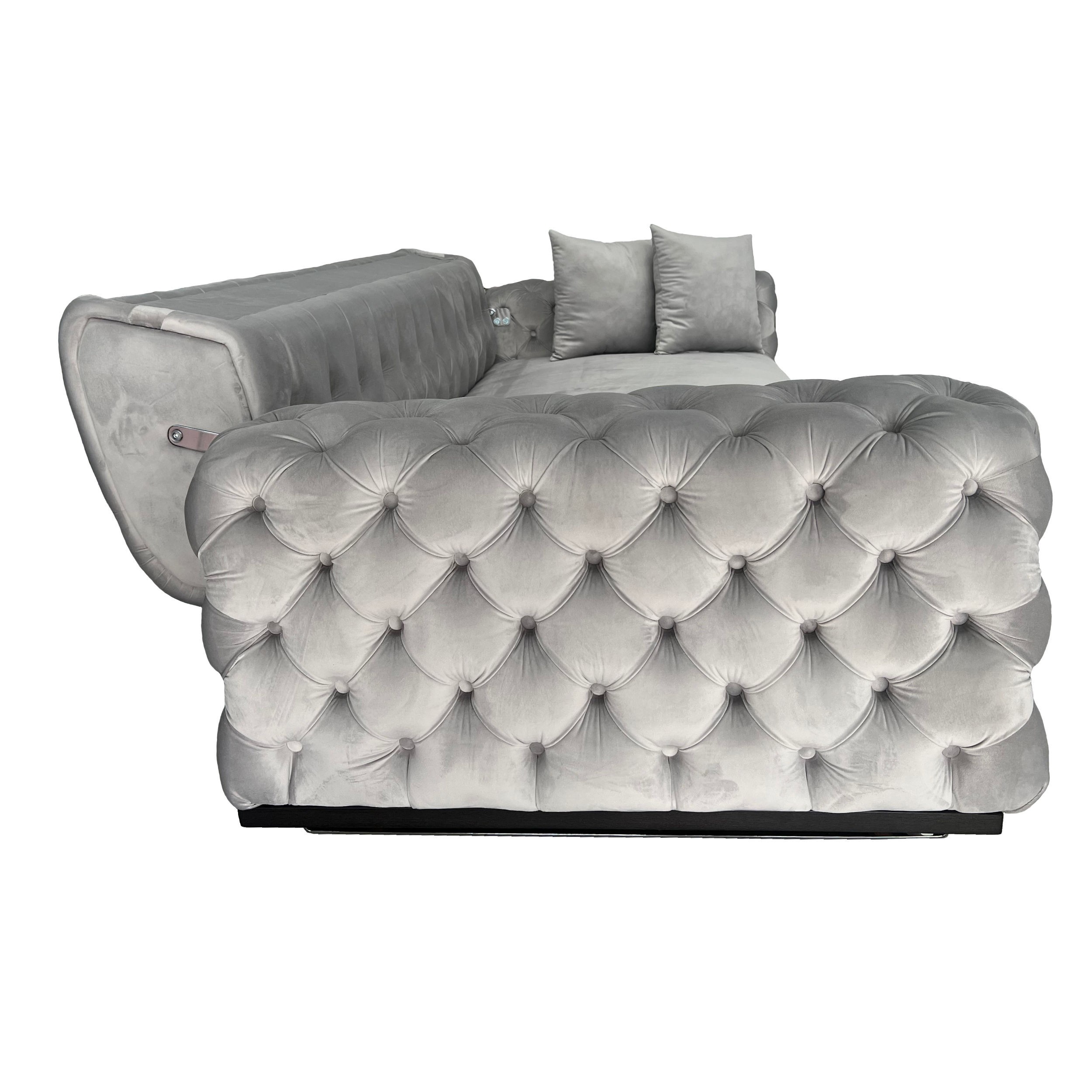 Canapea extensibila 3 locuri Opulenza, silver, 225 x 100 x 85 cm 4