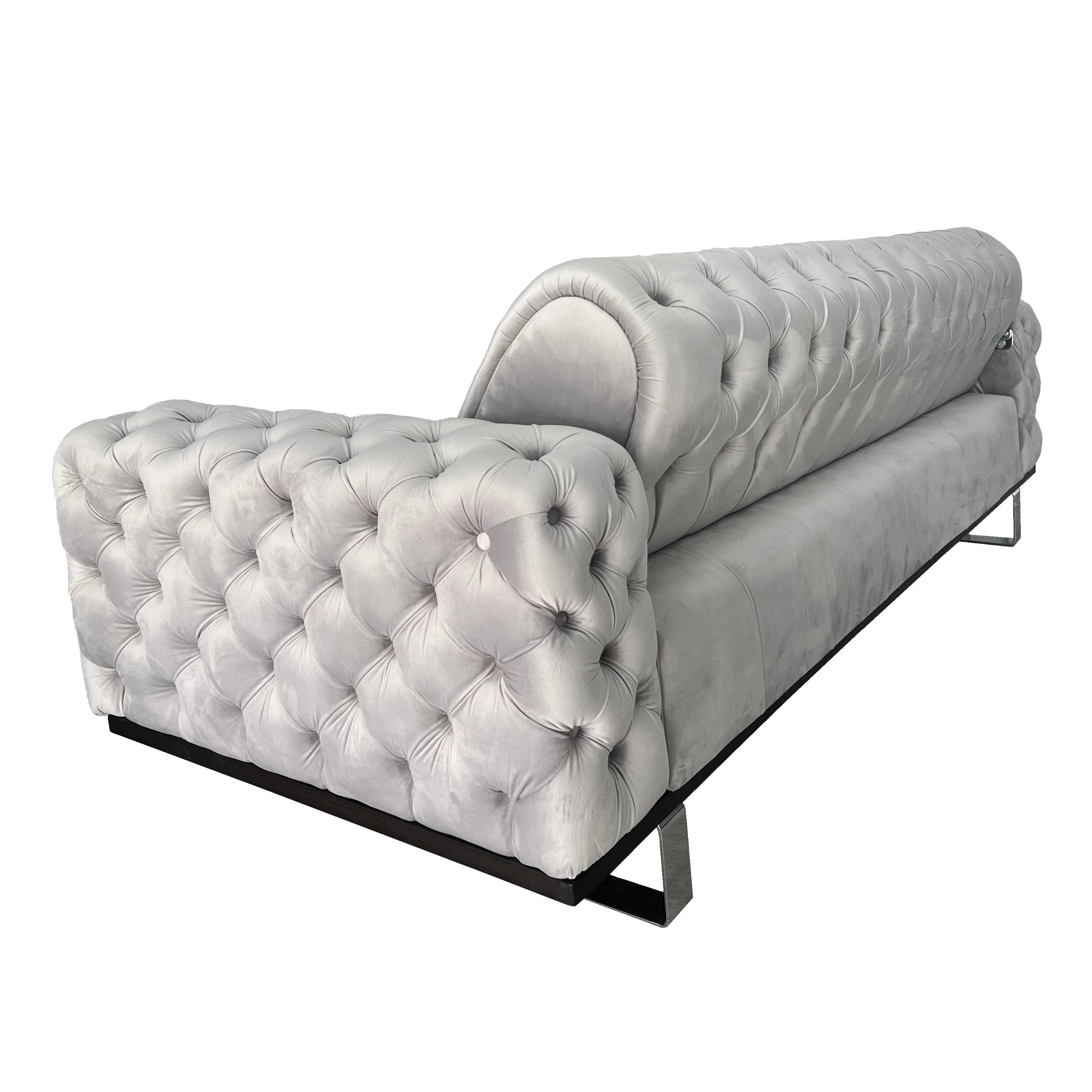 Canapea extensibila 3 locuri Opulenza, silver, 225 x 100 x 85 cm 5