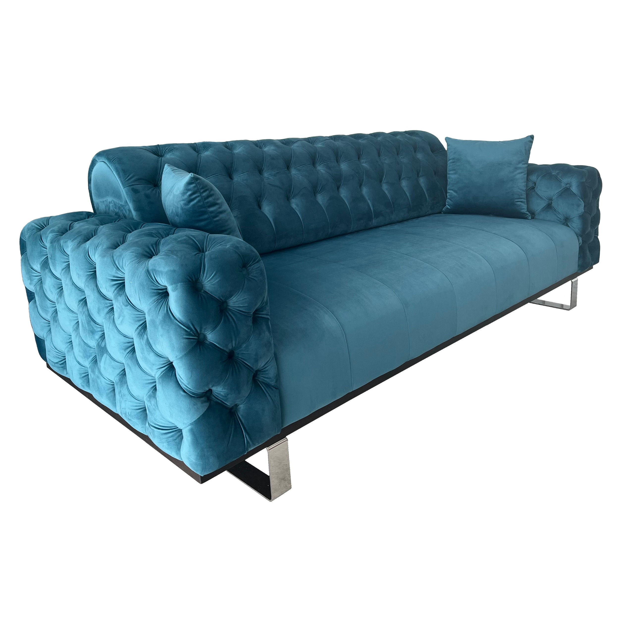 Canapea extensibila 3 locuri Opulenza, turcoaz, 225 x 100 x 85 cm 1