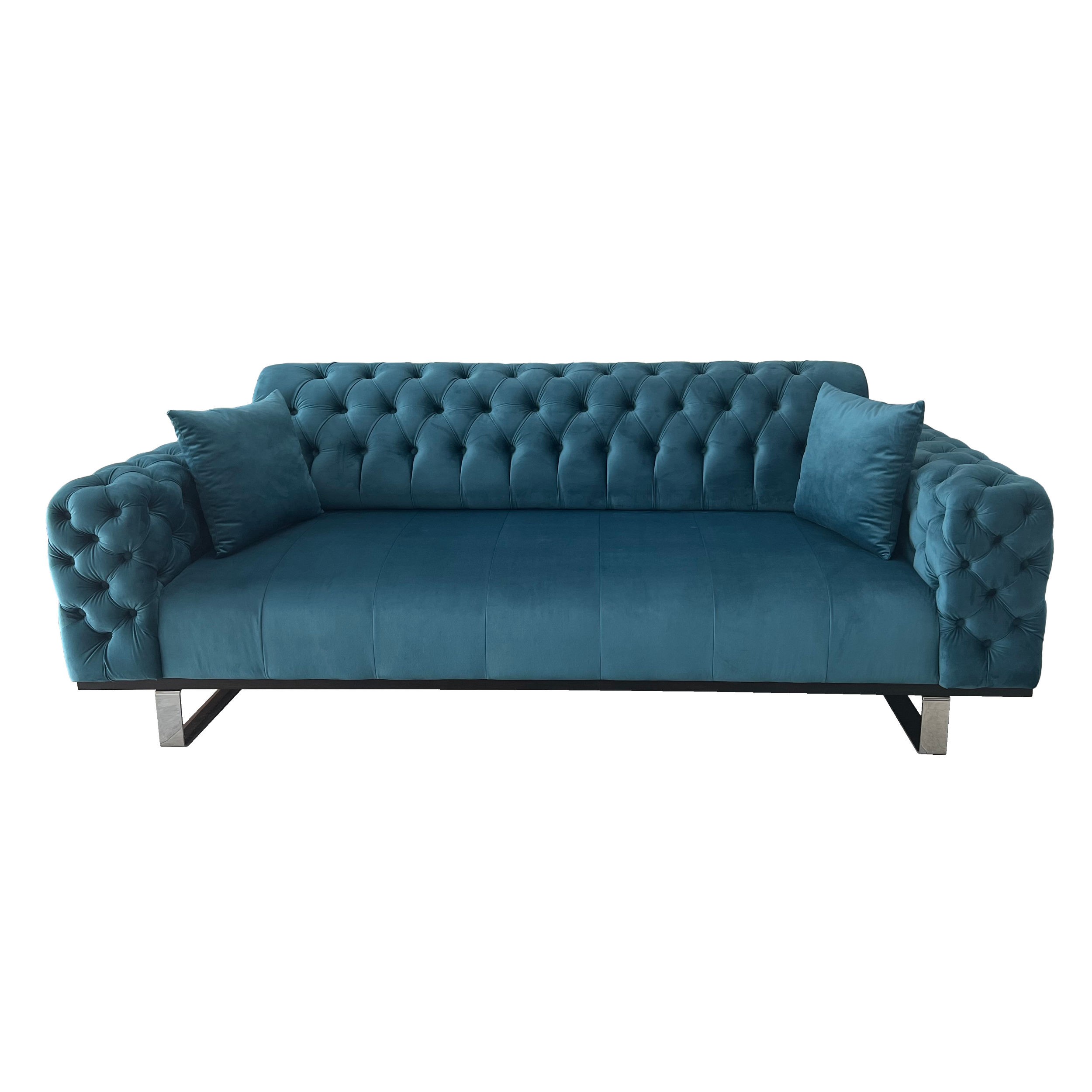 Canapea extensibila 3 locuri Opulenza, turcoaz, 225 x 100 x 85 cm 2