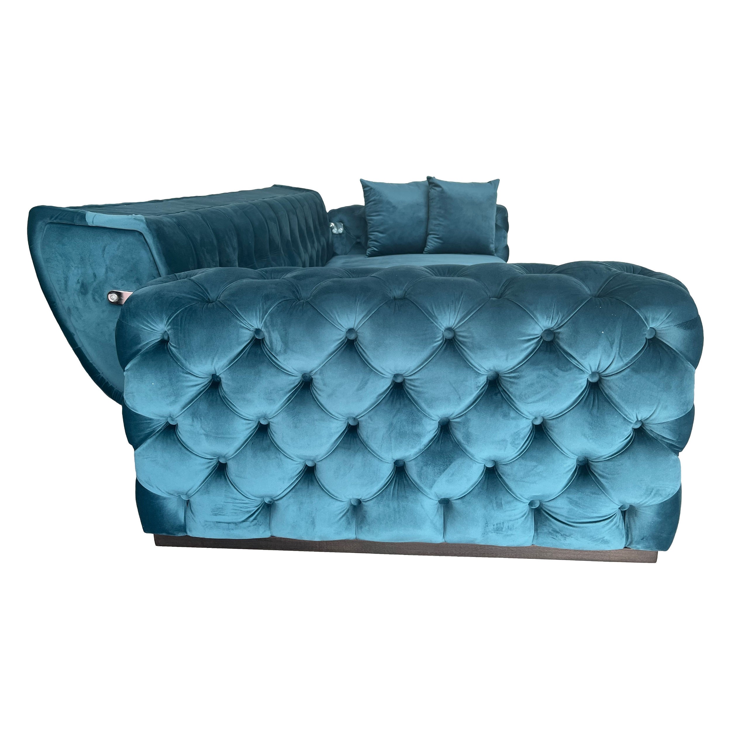 Canapea extensibila 3 locuri Opulenza, turcoaz, 225 x 100 x 85 cm 4