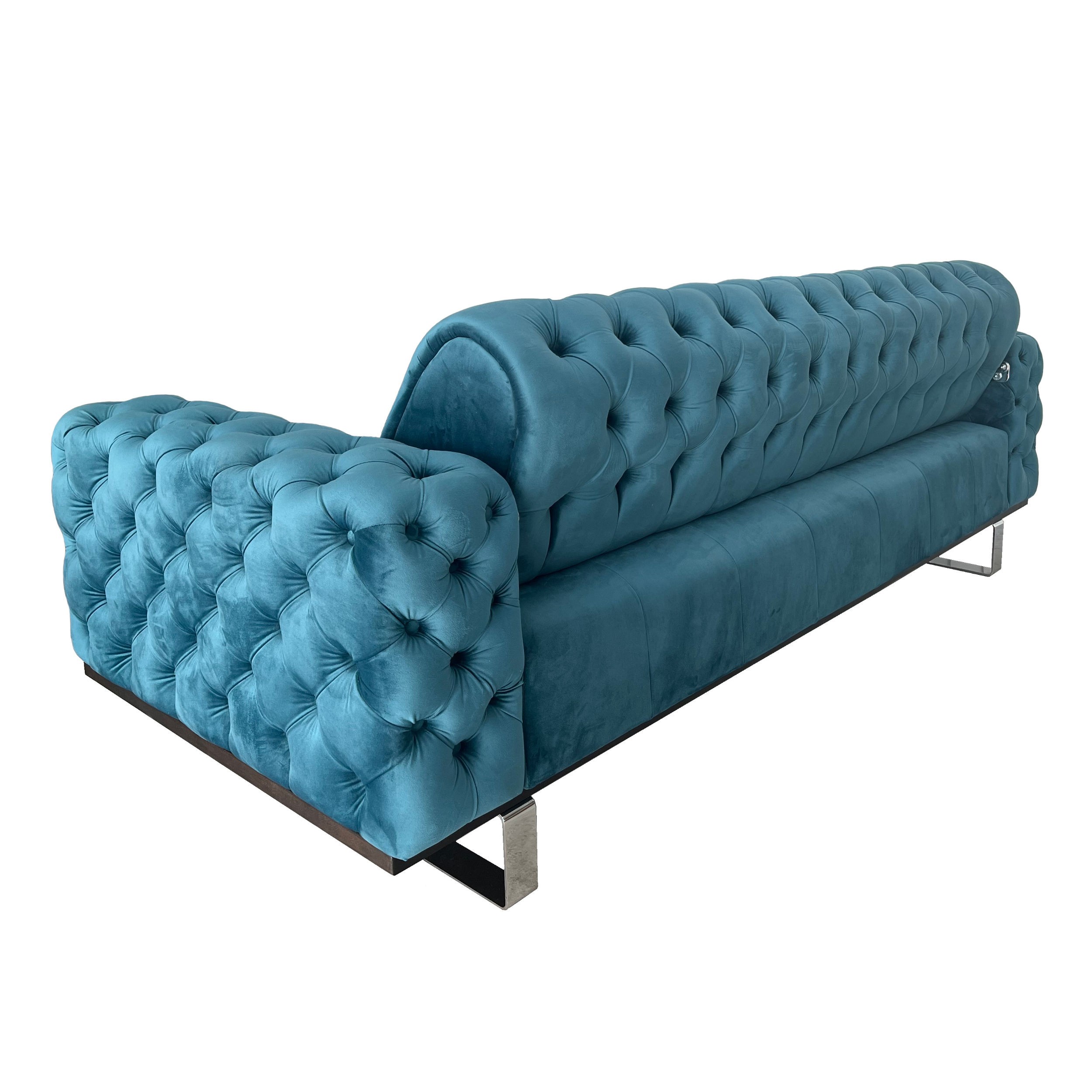 Canapea extensibila 3 locuri Opulenza, turcoaz, 225 x 100 x 85 cm 5