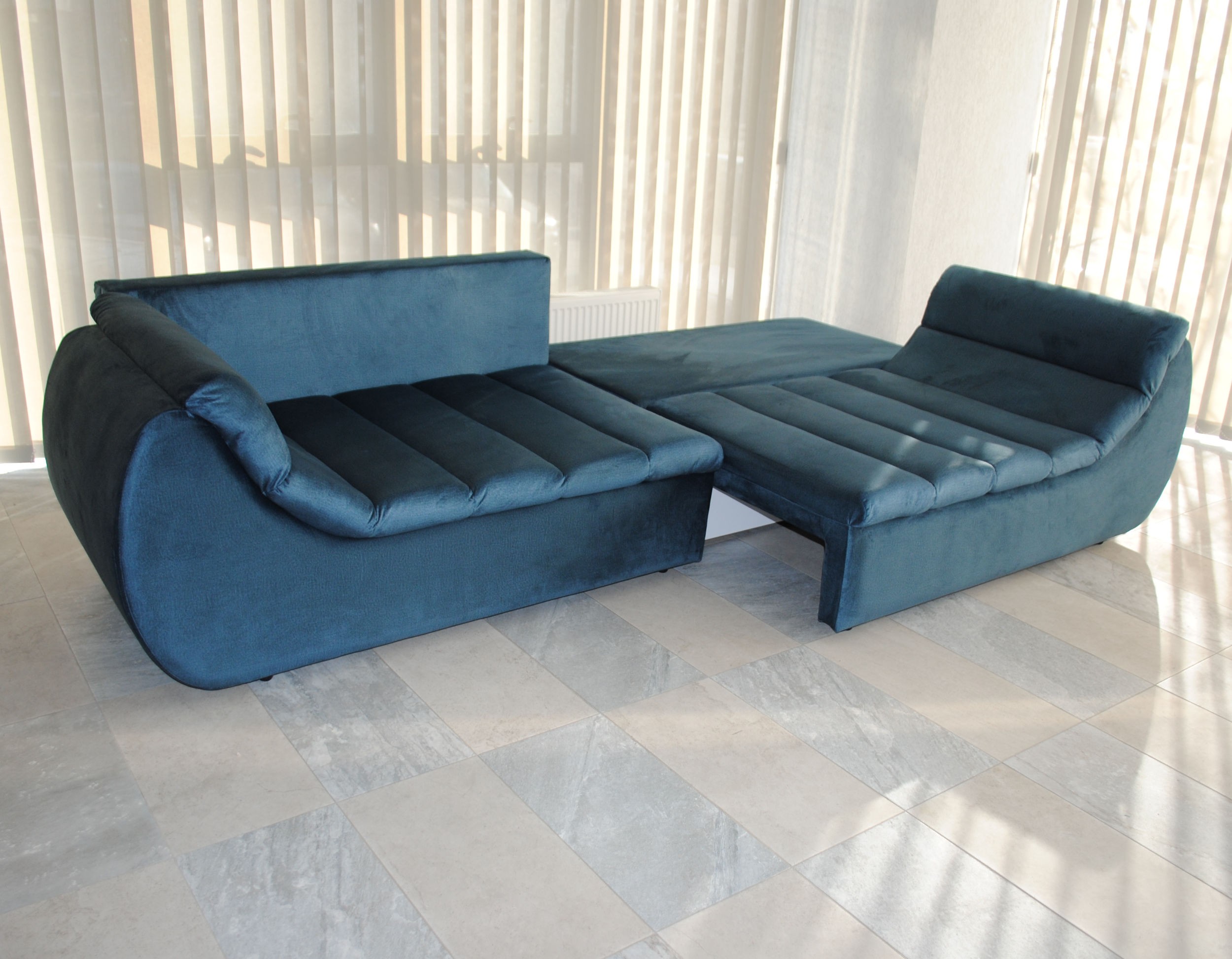 Canapea extensibila 4 locuri Party, cu lada, albastru topaz, 300 x 105 x 75 cm 4