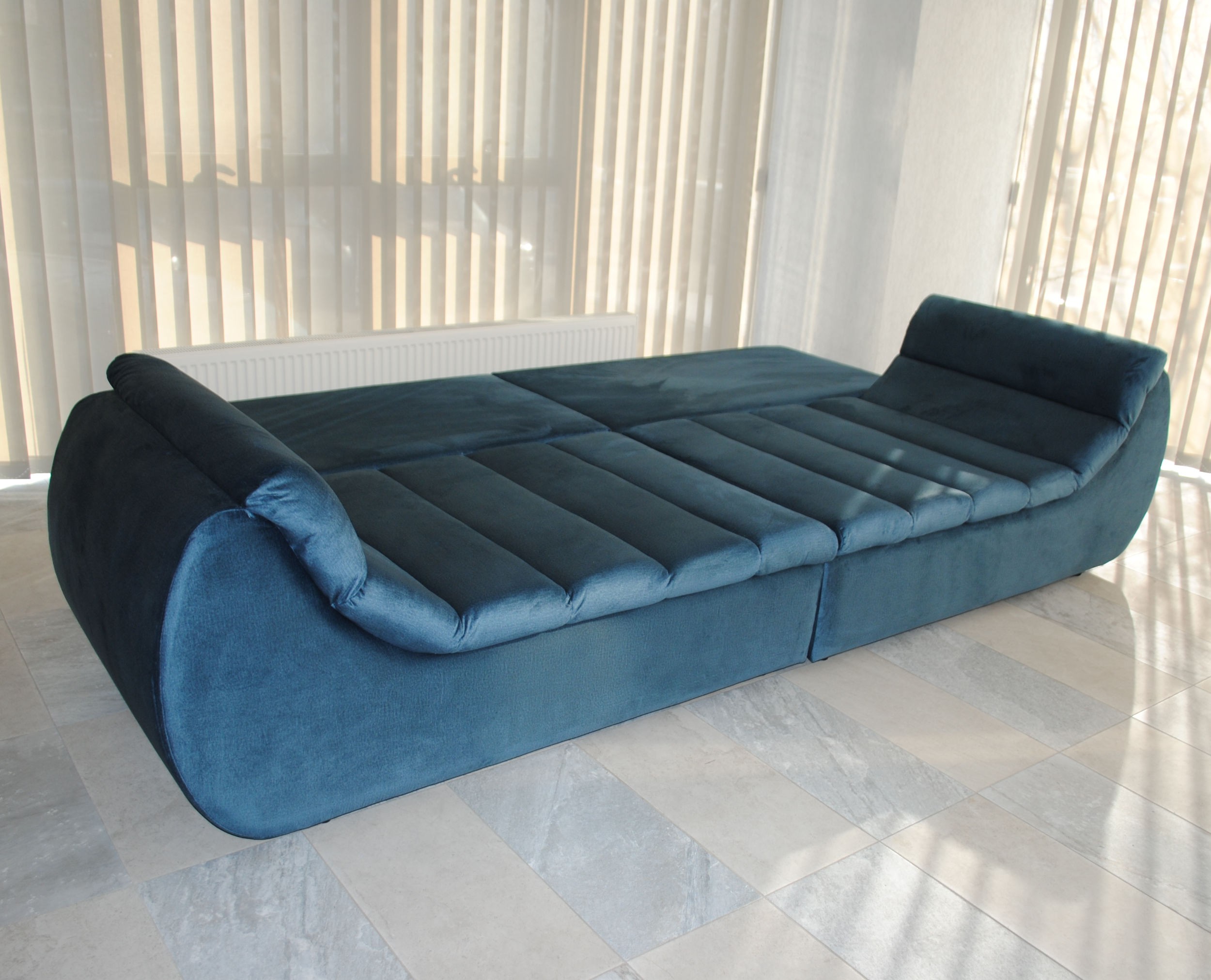 Canapea extensibila 4 locuri Party, cu lada, albastru topaz, 300 x 105 x 75 cm 6