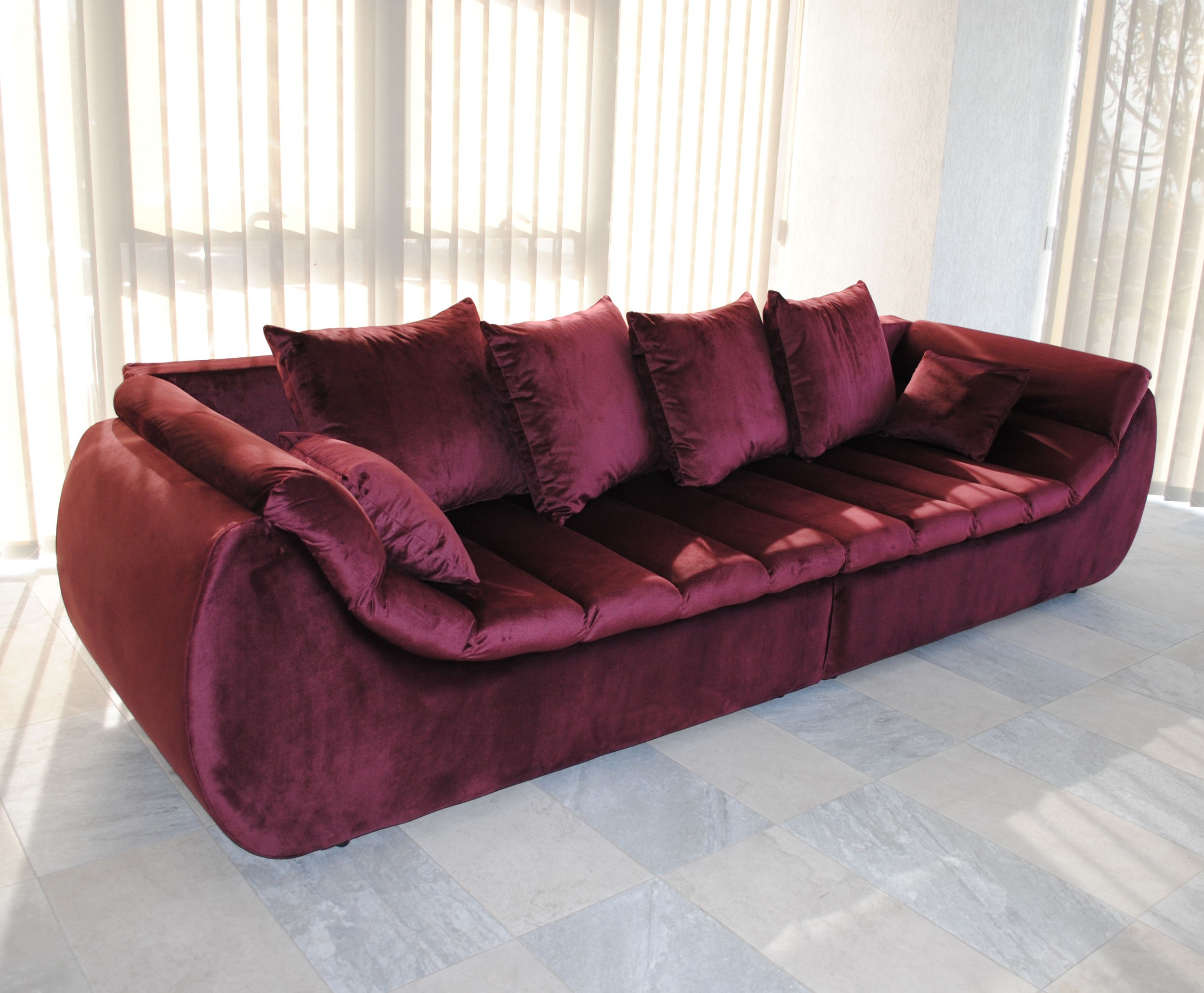 Canapea extensibila 4 locuri Party, cu lada, bordo, 300 x 105 x 75 cm 1