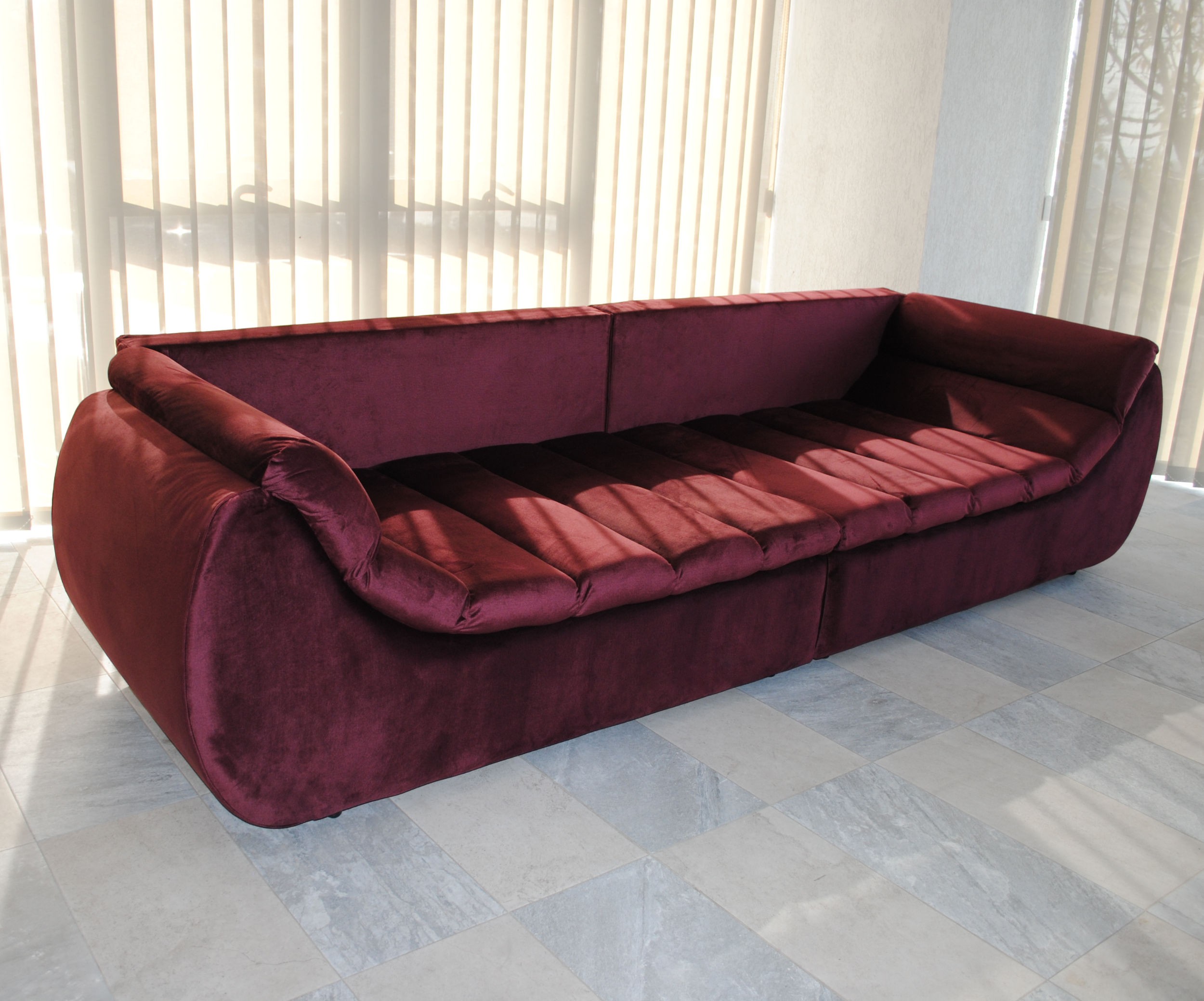 Canapea extensibila 4 locuri Party, cu lada, bordo, 300 x 105 x 75 cm 3