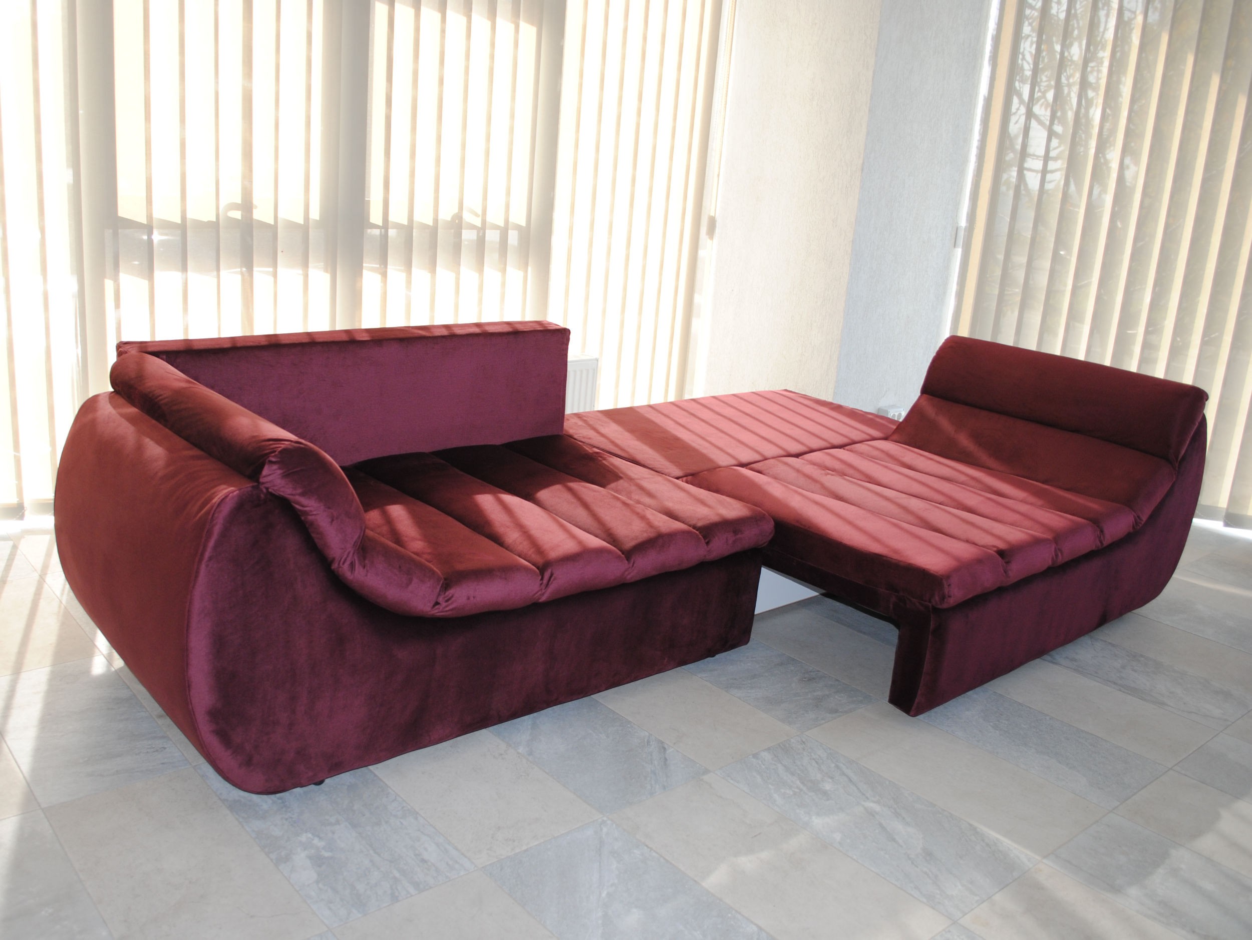 Canapea extensibila 4 locuri Party, cu lada, bordo, 300 x 105 x 75 cm 5