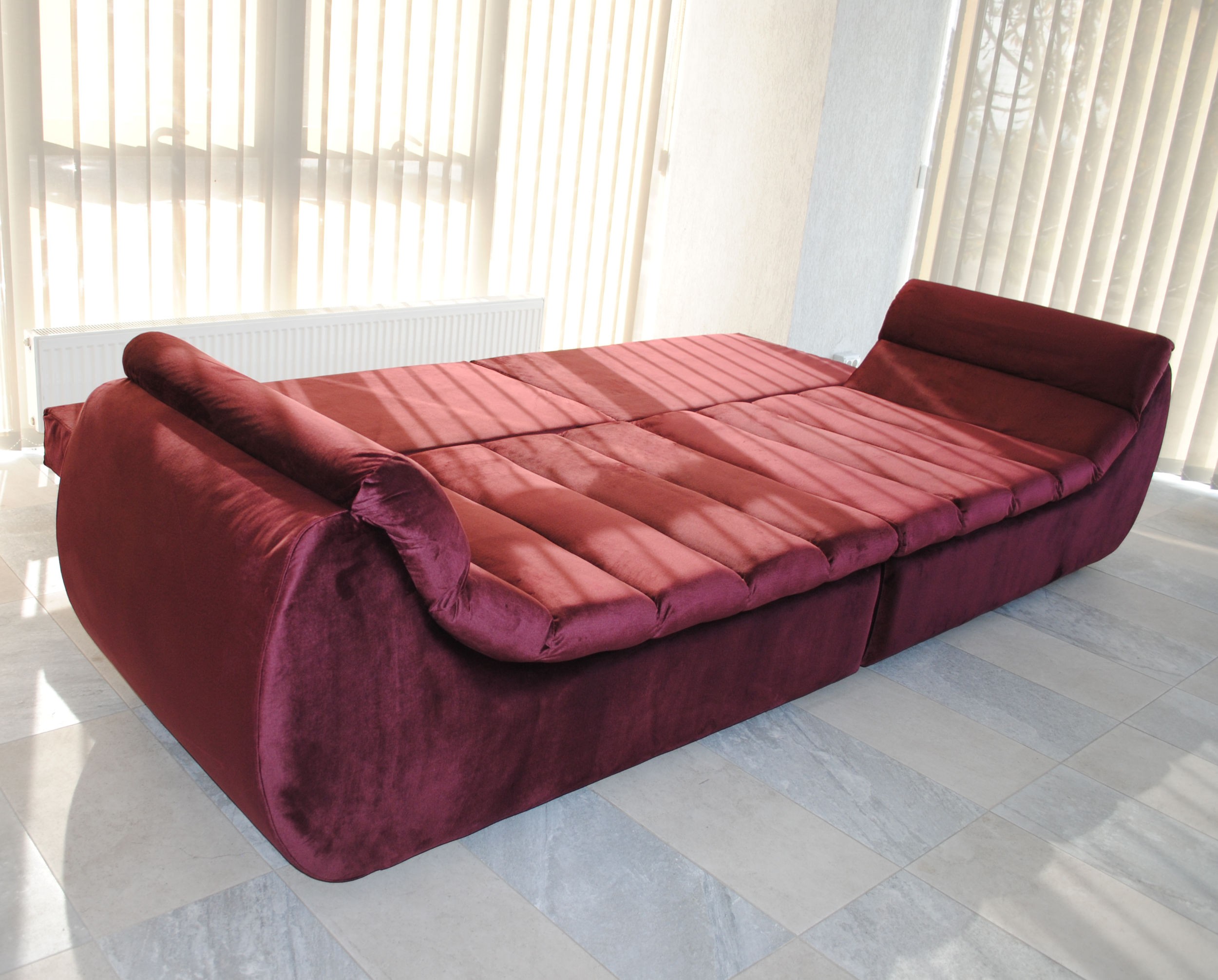 Canapea extensibila 4 locuri Party, cu lada, bordo, 300 x 105 x 75 cm 7