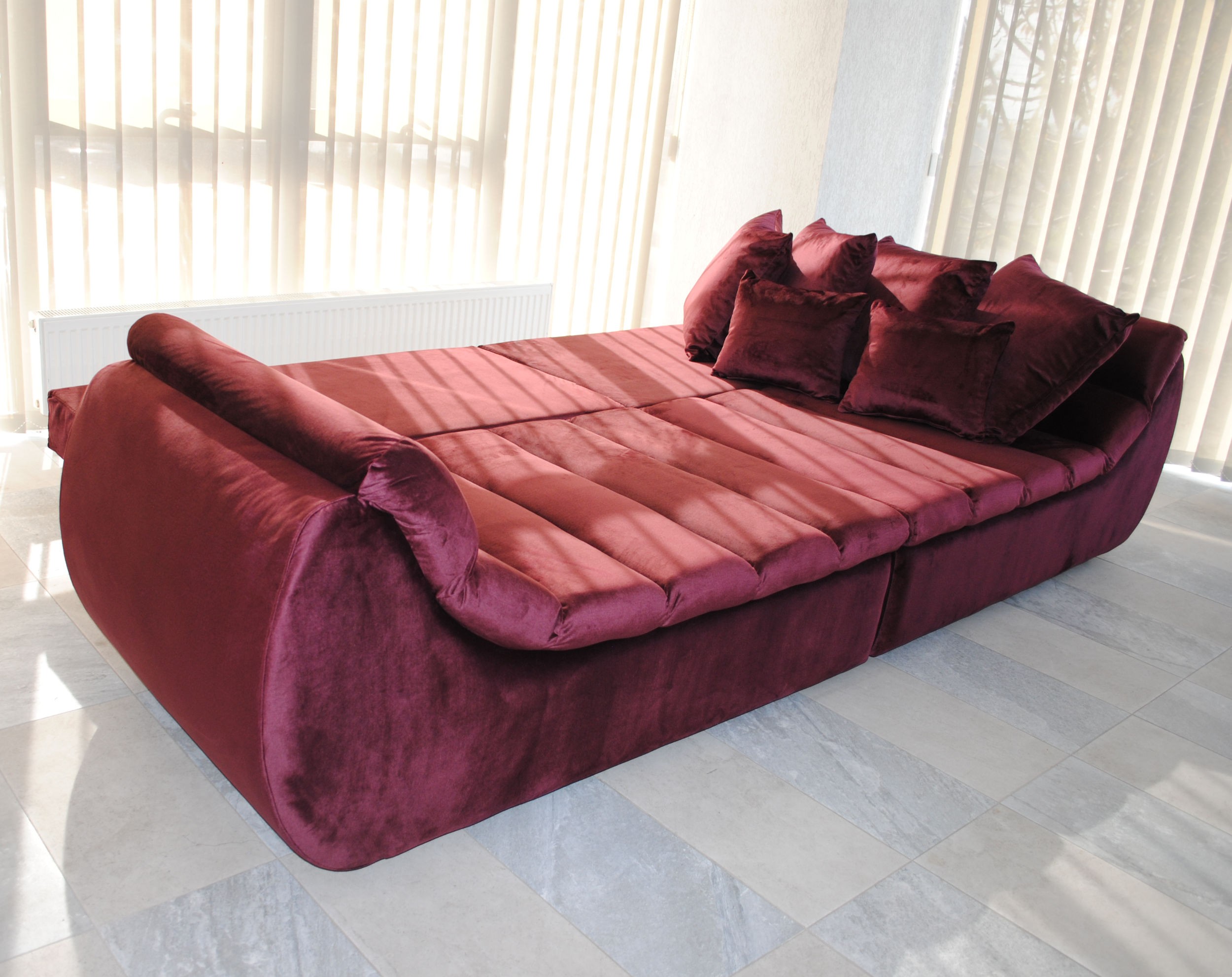 Canapea extensibila 4 locuri Party, cu lada, bordo, 300 x 105 x 75 cm 8