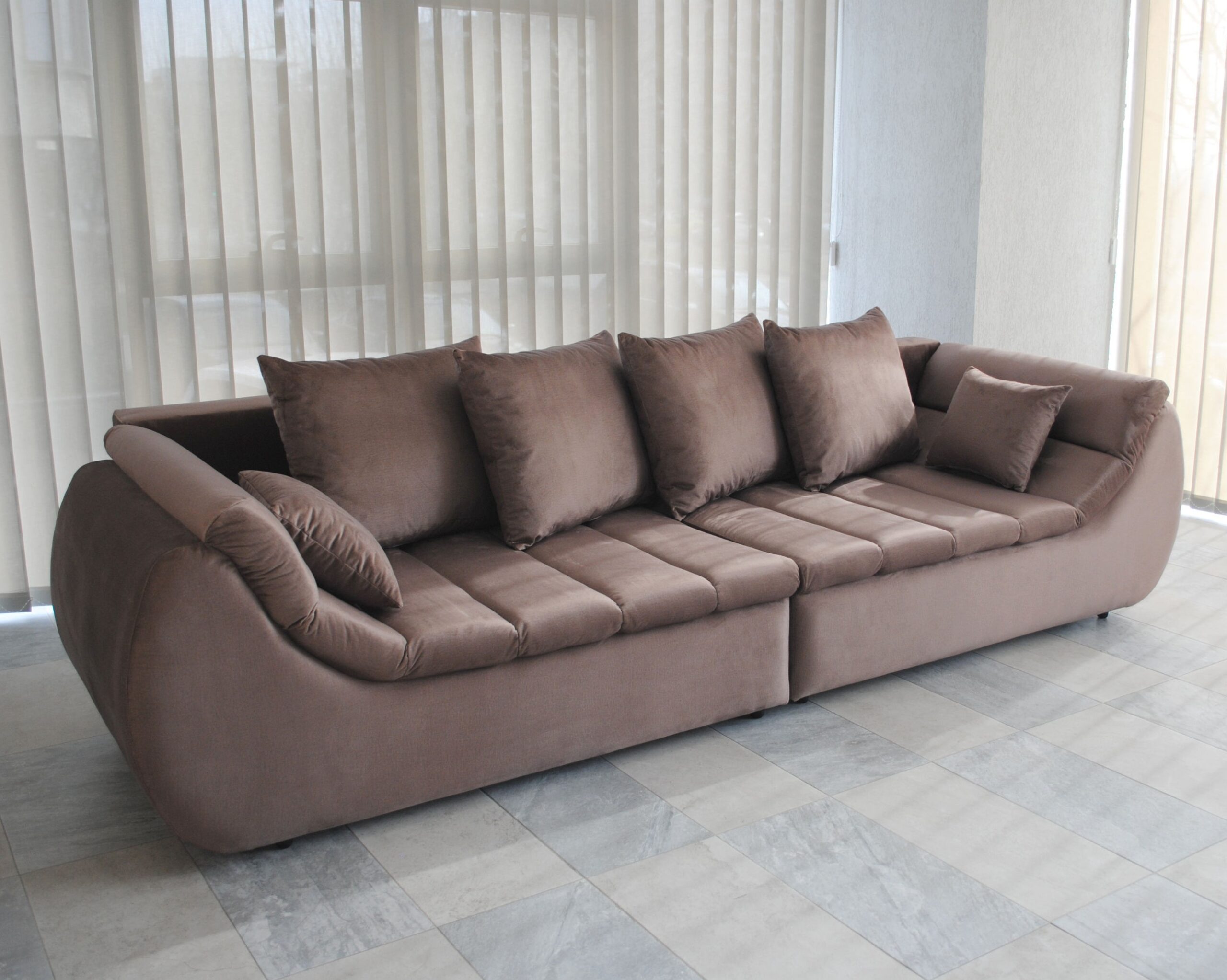 Canapea extensibila 4 locuri Party, cu lada, cappuccino, 300 x 105 x 75 cm 1