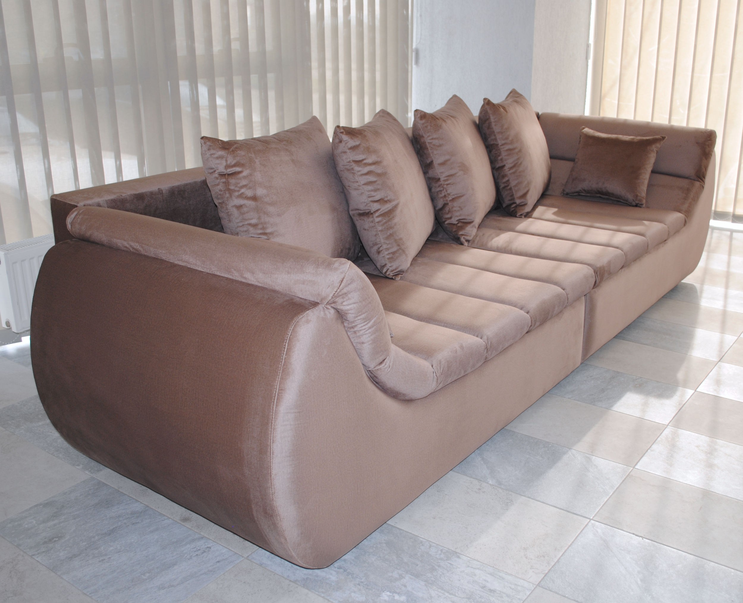 Canapea extensibila 4 locuri Party, cu lada, cappuccino, 300 x 105 x 75 cm 2