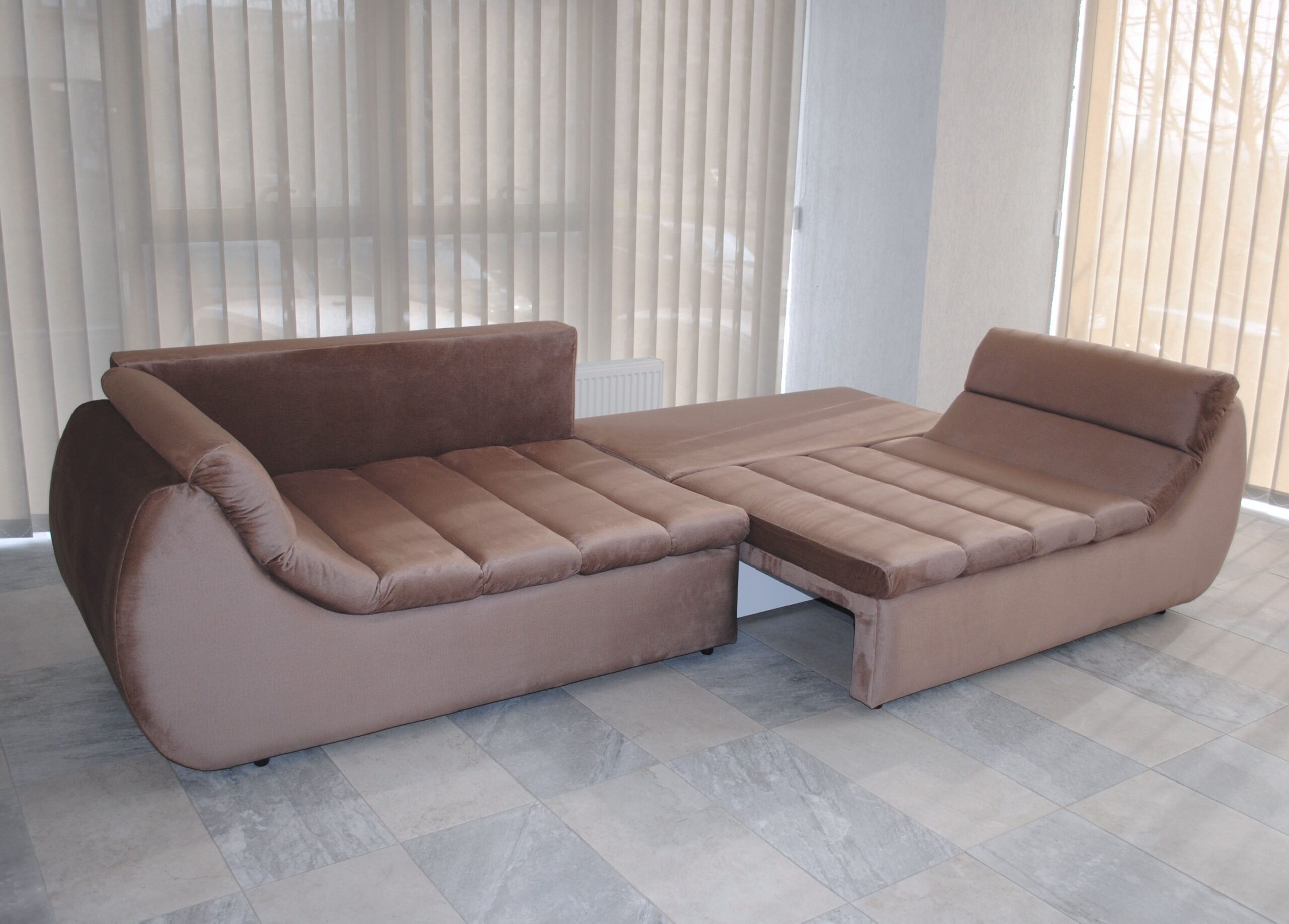 Canapea extensibila 4 locuri Party, cu lada, cappuccino, 300 x 105 x 75 cm 5
