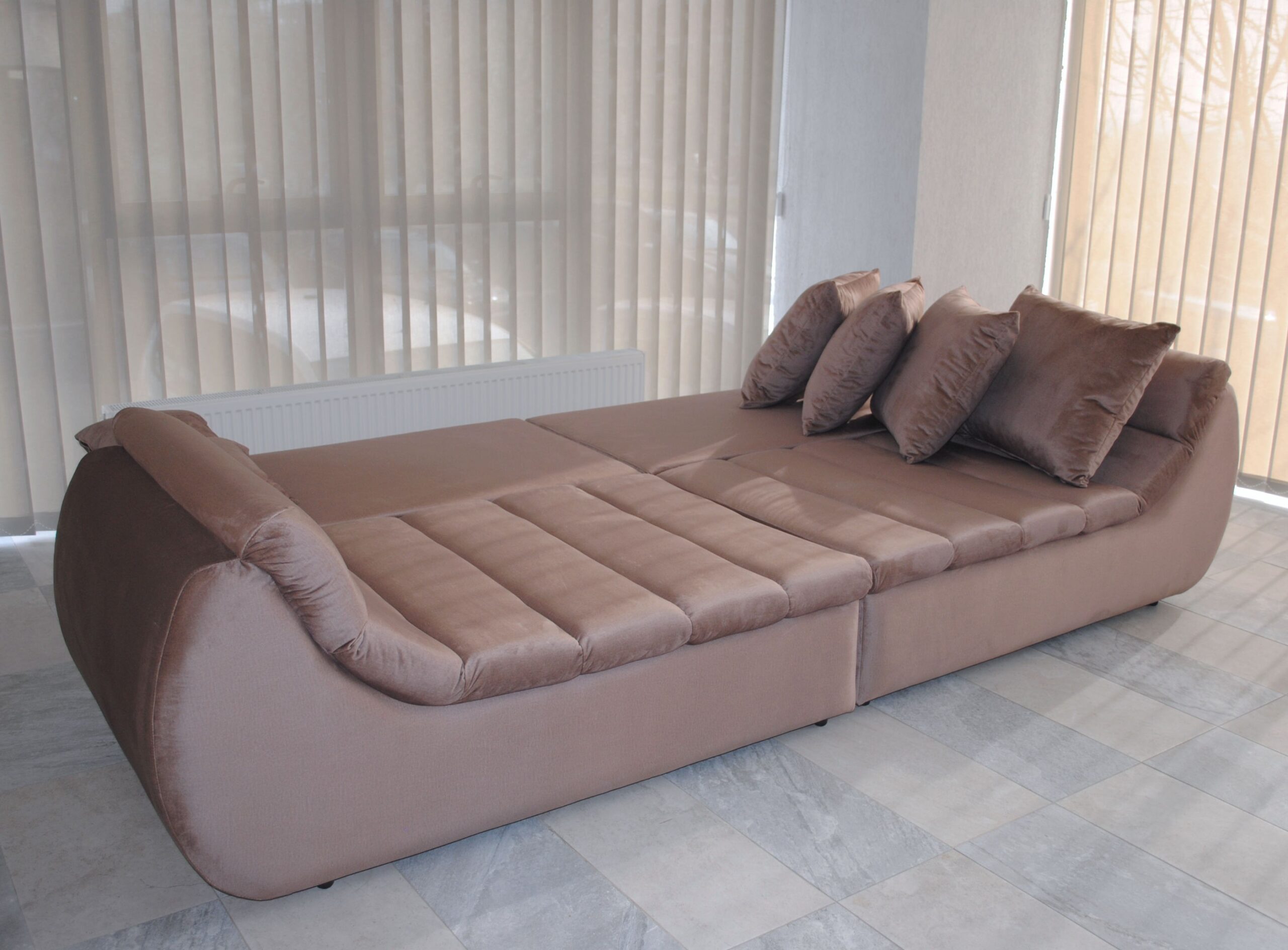 Canapea extensibila 4 locuri Party, cu lada, cappuccino, 300 x 105 x 75 cm 8