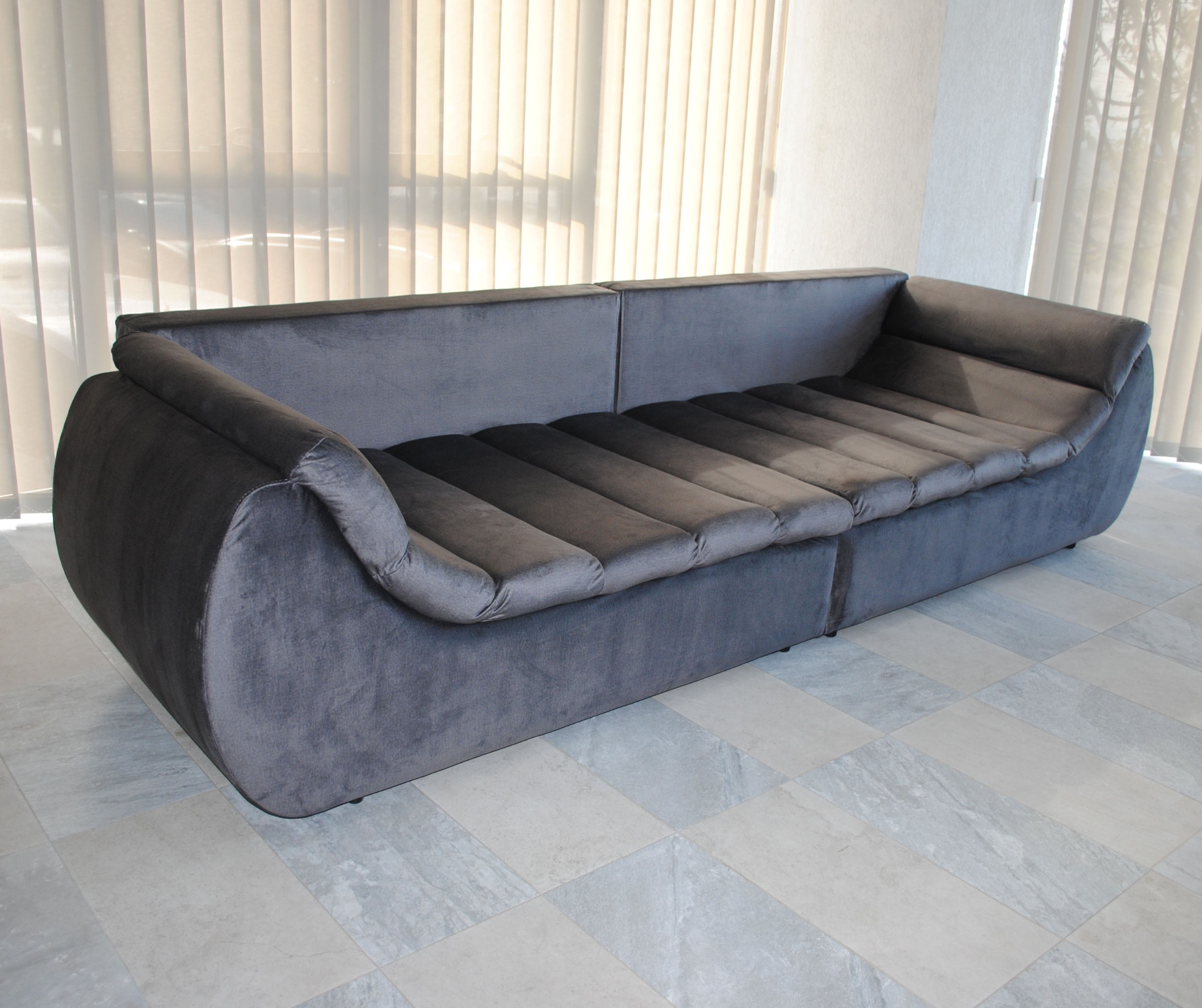 Canapea extensibila 4 locuri Party, cu lada, gri petrol, 300 x 105 x 75 cm 3
