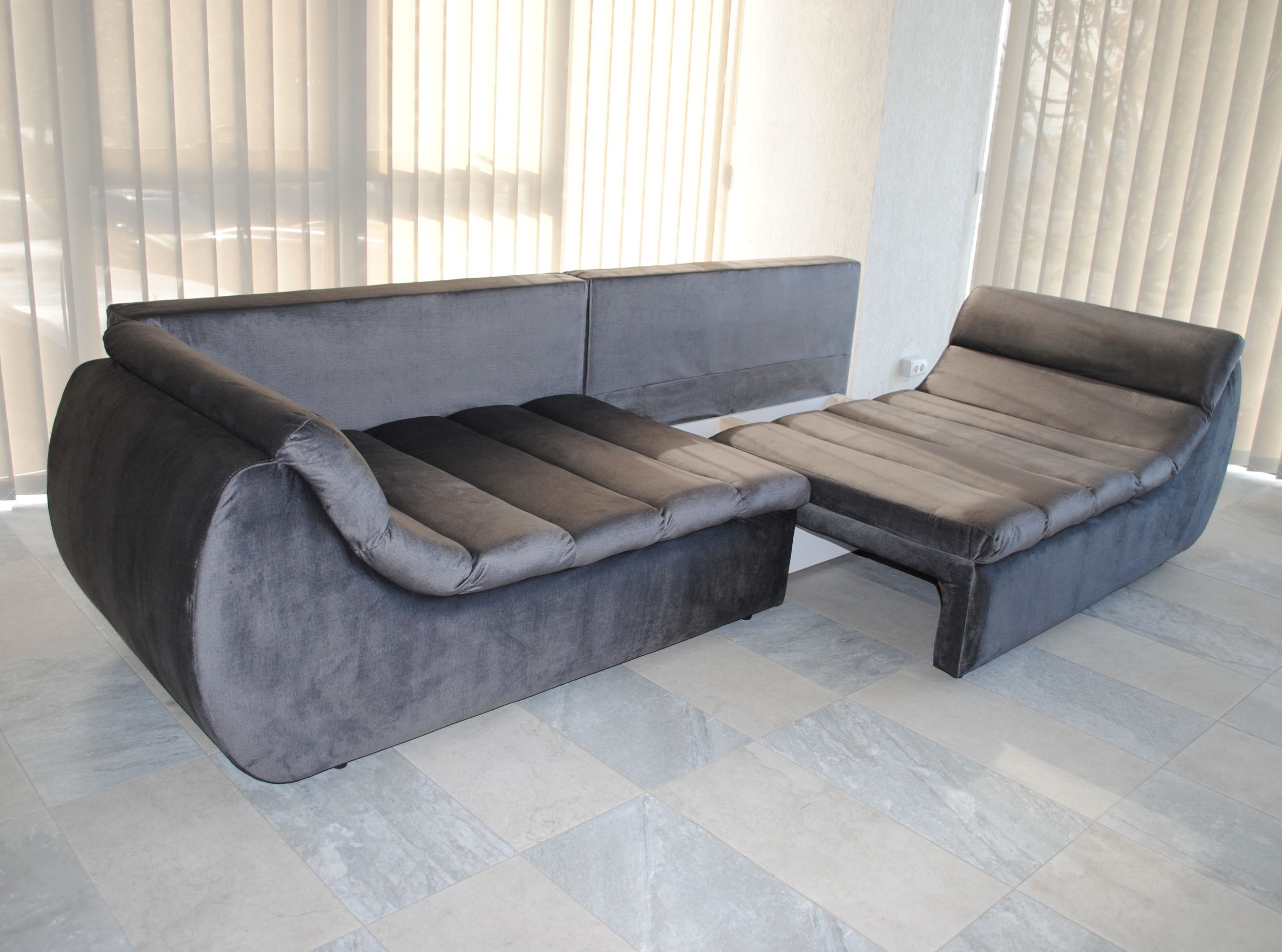 Canapea extensibila 4 locuri Party, cu lada, gri petrol, 300 x 105 x 75 cm 4