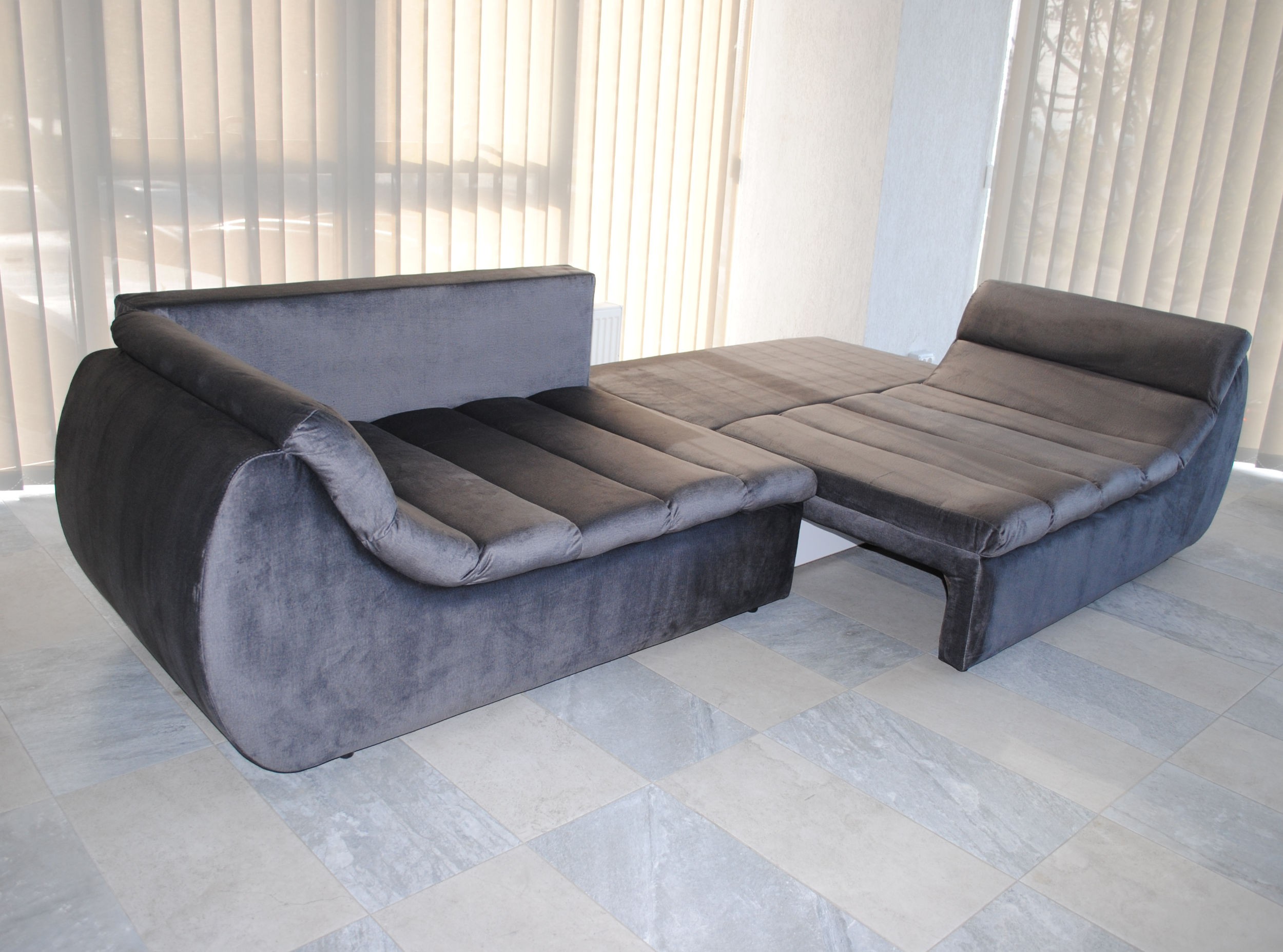 Canapea extensibila 4 locuri Party, cu lada, gri petrol, 300 x 105 x 75 cm 5