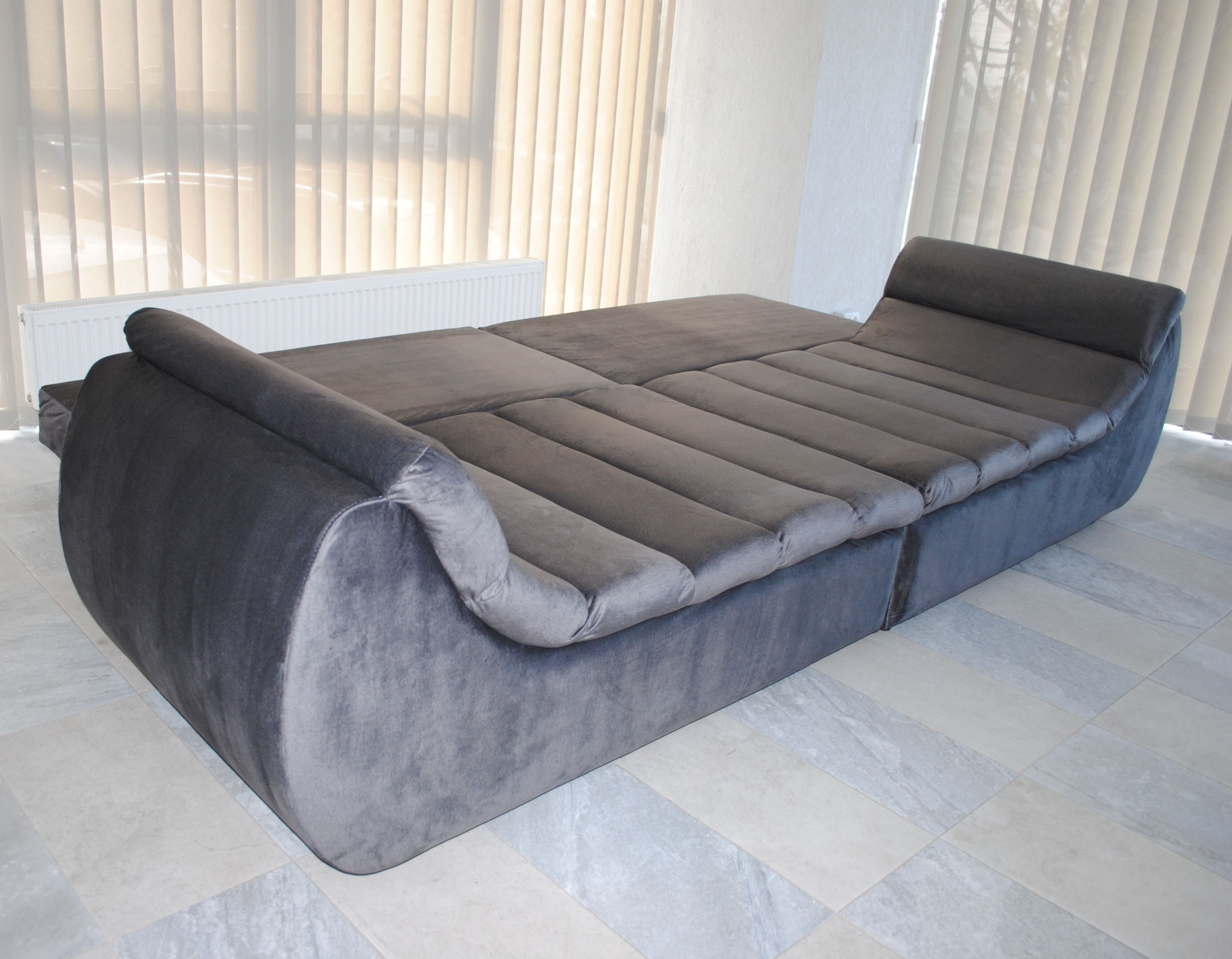 Canapea extensibila 4 locuri Party, cu lada, gri petrol, 300 x 105 x 75 cm 7