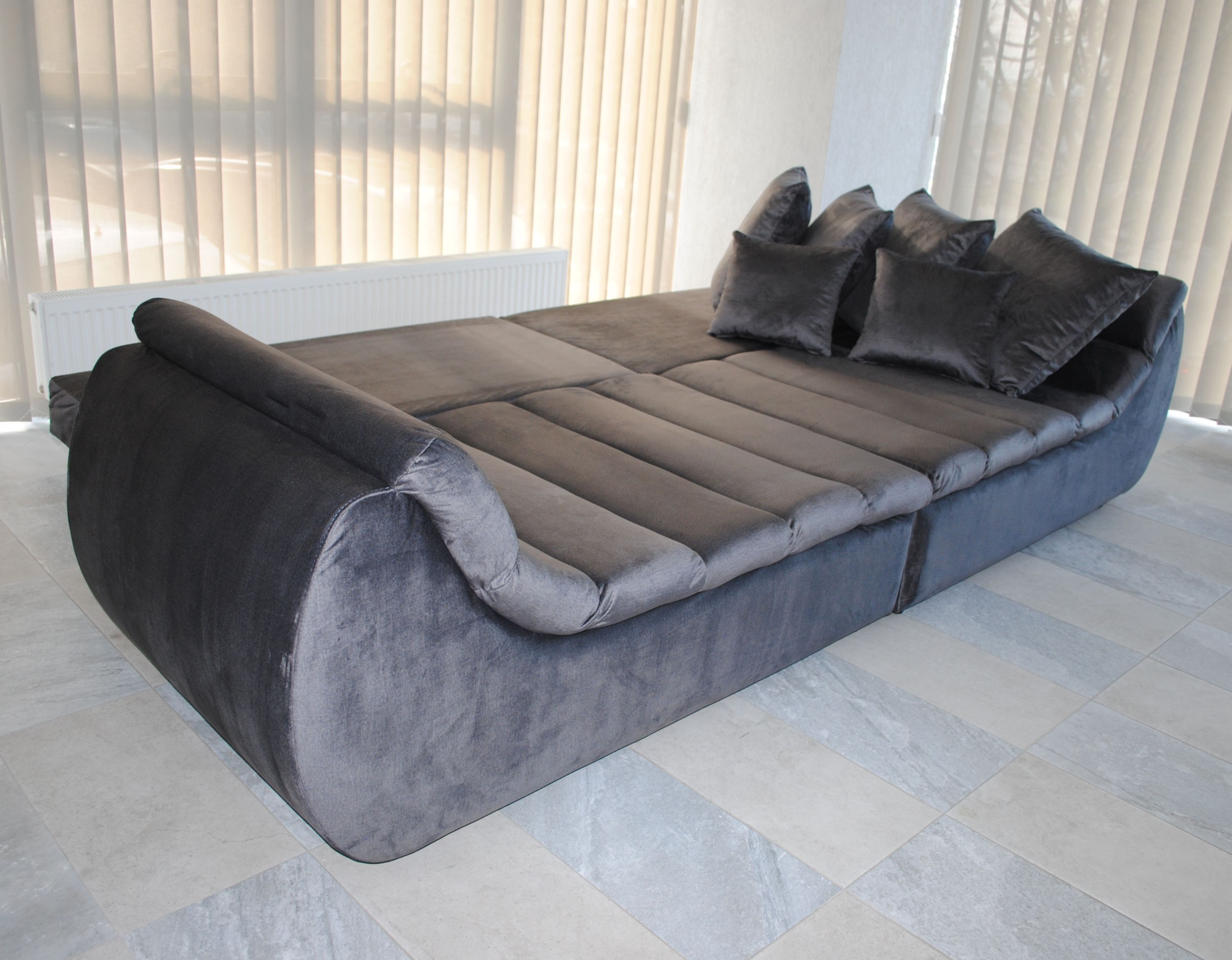 Canapea extensibila 4 locuri Party, cu lada, gri petrol, 300 x 105 x 75 cm 8