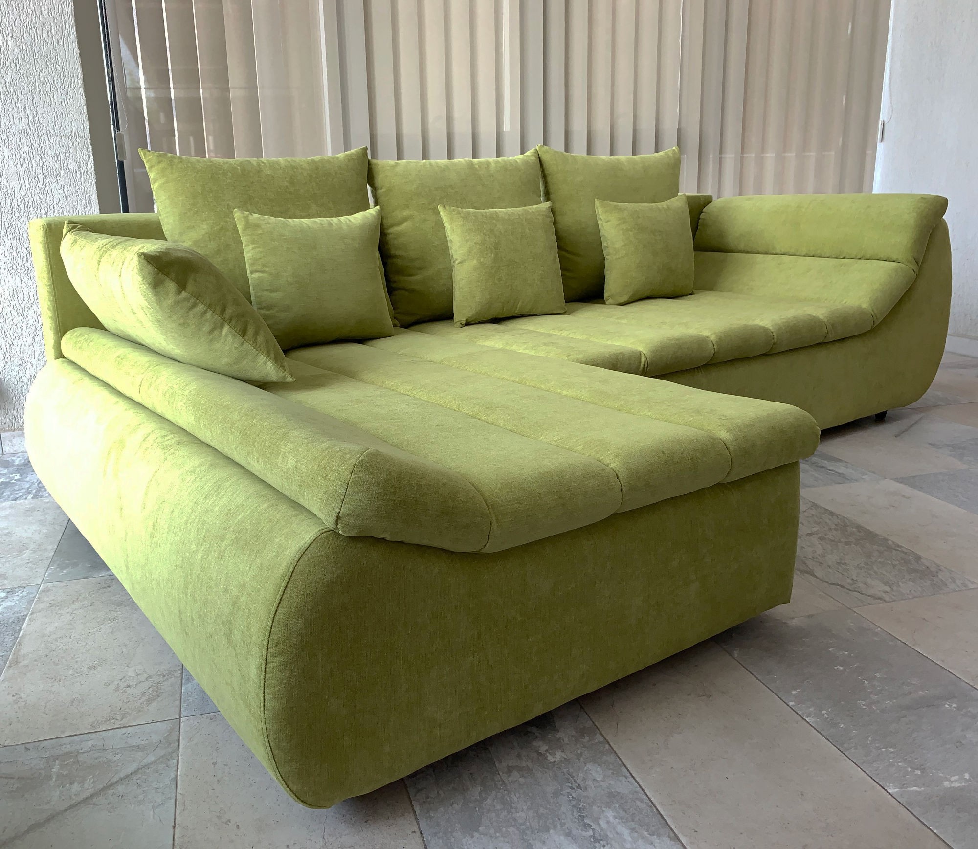 Coltar living extensibil pe dreapta Florence, cu lada, verde, 280 x 170 x 75 cm 3
