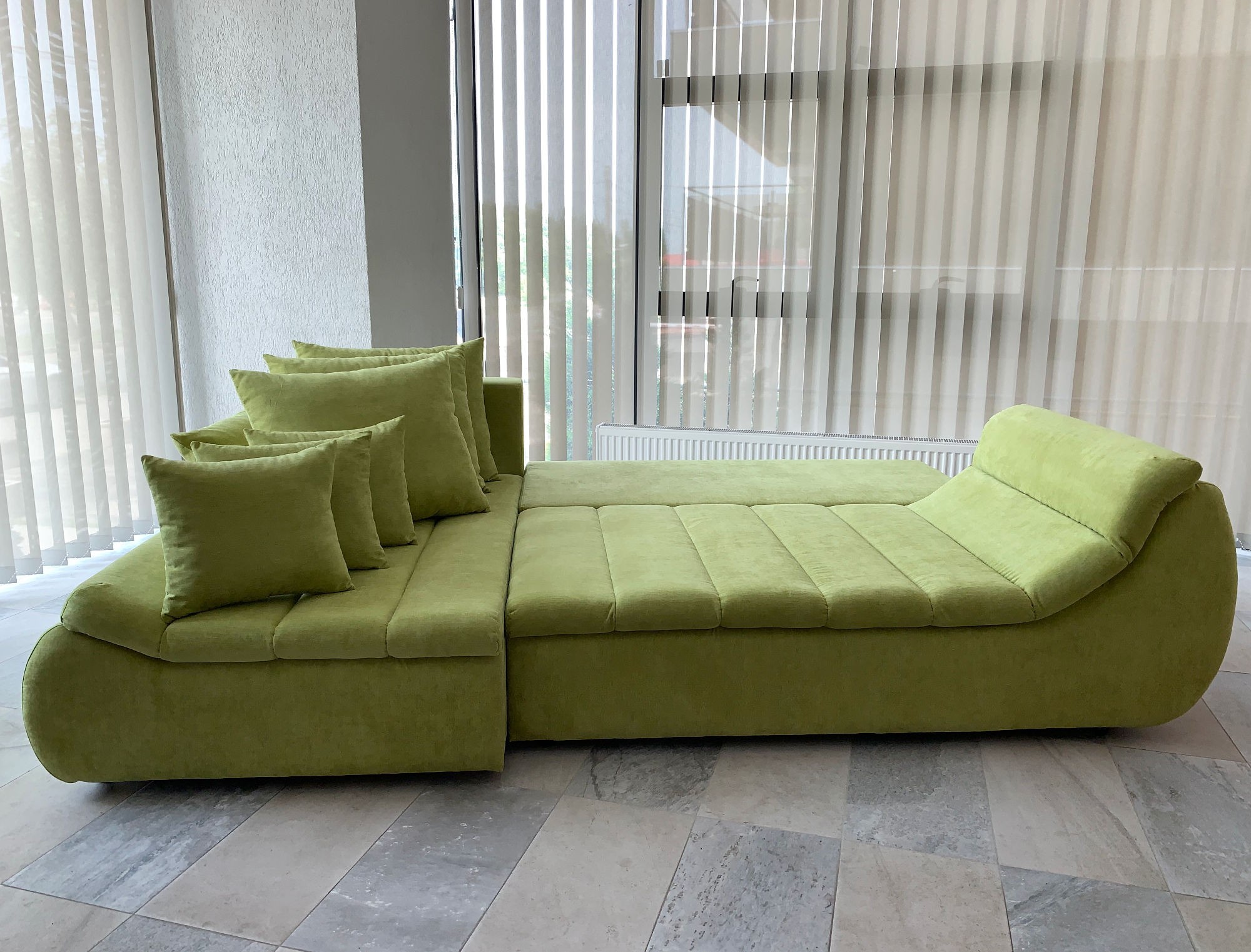 Coltar living extensibil pe dreapta Florence, cu lada, verde, 280 x 170 x 75 cm 4